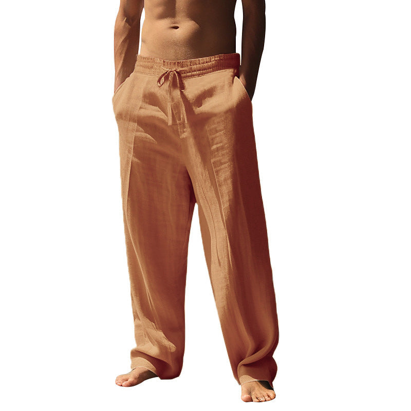 Men's Casual Linen Drawstring Pants with Pockets