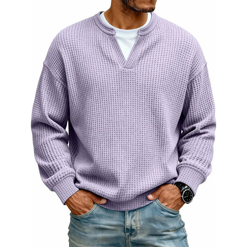 ⏳LAST DAY SALE ONLY £18.99!!🔥✨ Timeless Comfort | Men's Textured Waffle Layered-Look Long-Sleeve Tee