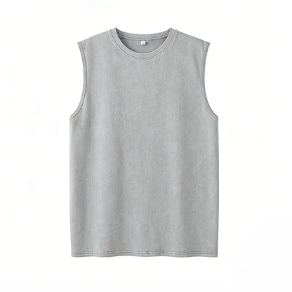 Men’s Vintage Acid-Wash Cotton Sleeveless Tank Top