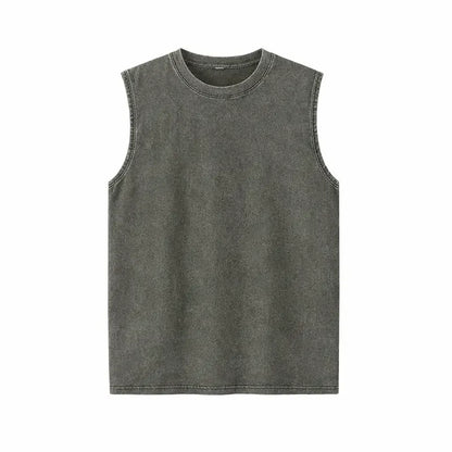 Men’s Vintage Acid-Wash Cotton Sleeveless Tank Top