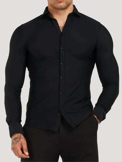 Men's stretch wrinkle-free stain-resistant business casual shirt