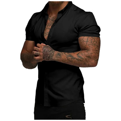 Men's slim fit stretch wrinkle-free button shirt