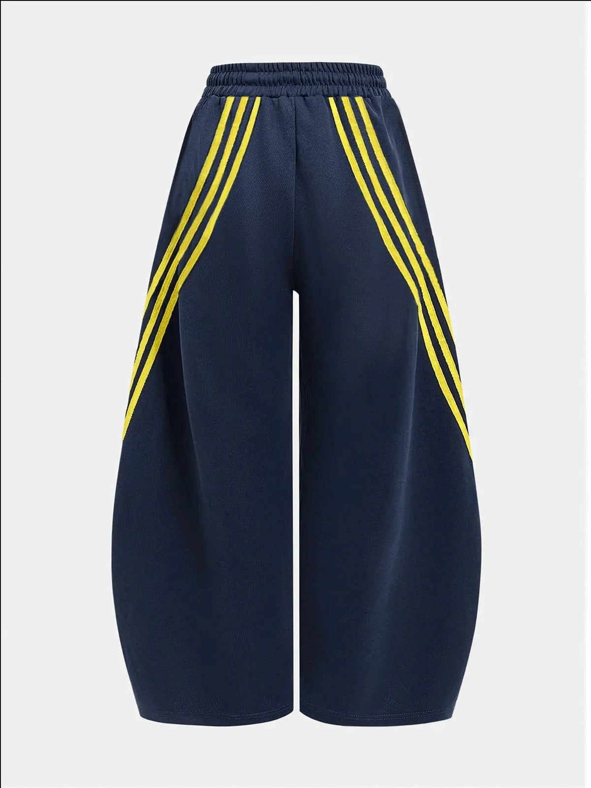 Women's Retro Three Stripes Colorblock Wide Leg Pants Casual Waist Tie Long Pants