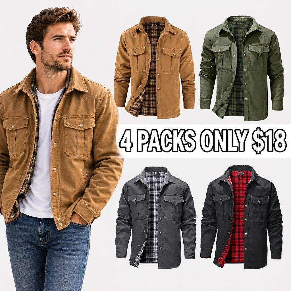 Men's Flannel Lined Shacket Jacket