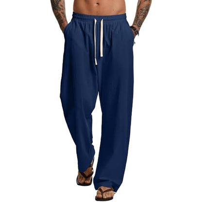 Men's Cotton Baggy Pants Drawstring Casual Pants