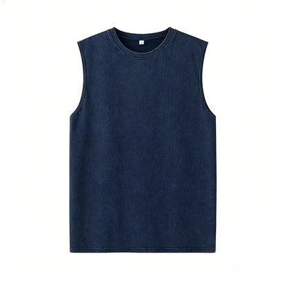 Men’s Vintage Acid-Wash Cotton Sleeveless Tank Top
