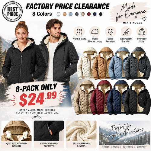Unisex Fleece‐Lined Hooded Winter Jacket