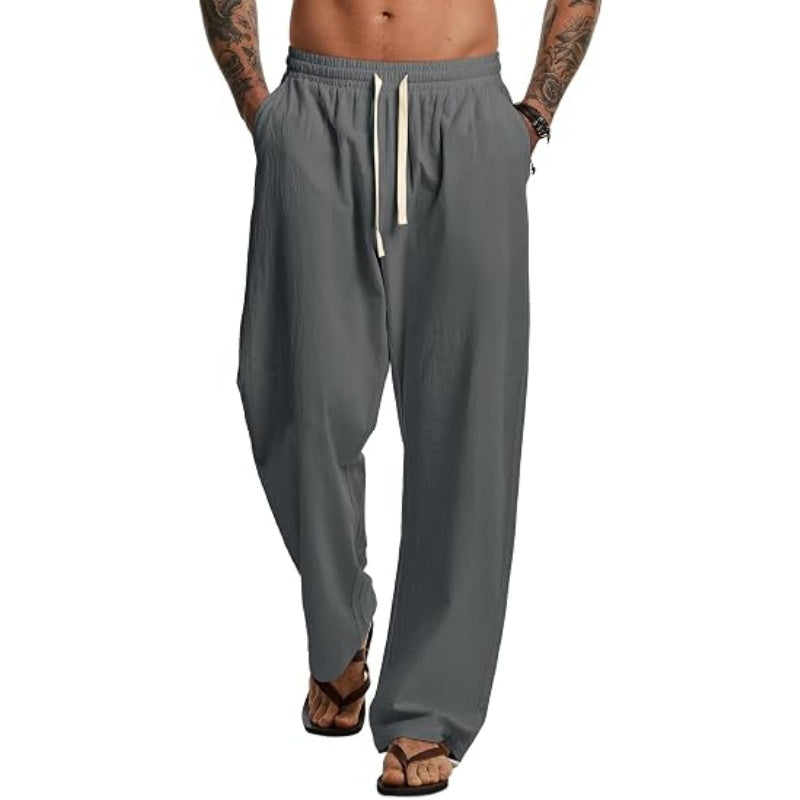 Men's Cotton Baggy Pants Drawstring Casual Pants