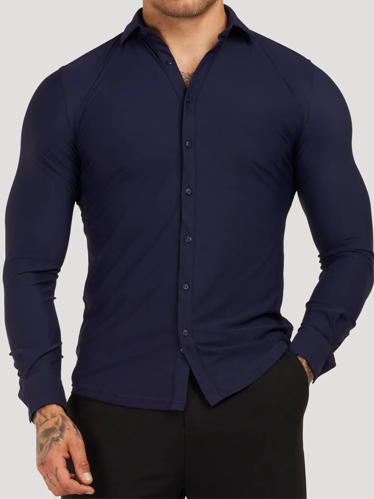 Men's stretch wrinkle-free stain-resistant business casual shirt