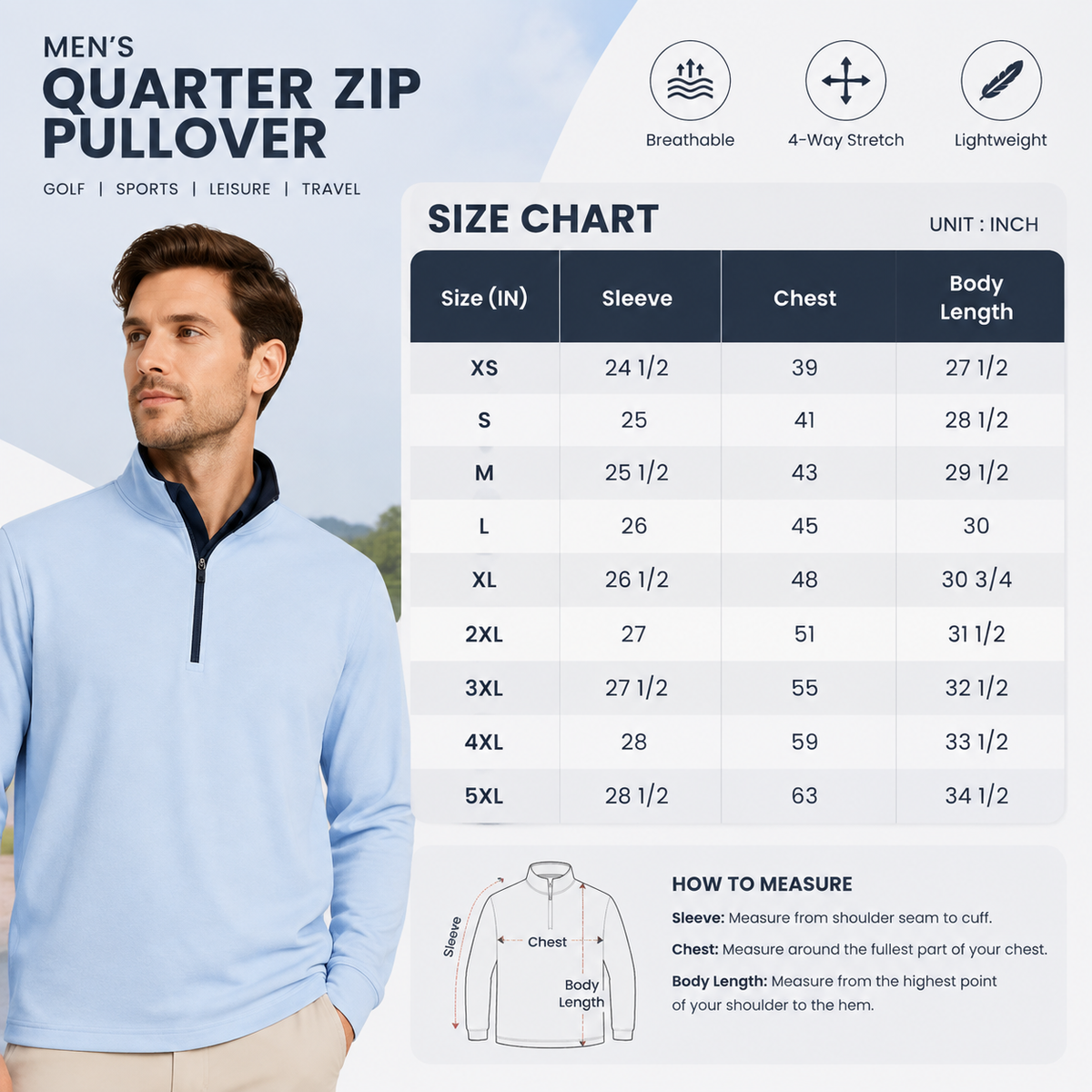 Men's Quarter Zip Golf Pullover