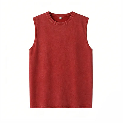 Men’s Vintage Acid-Wash Cotton Sleeveless Tank Top