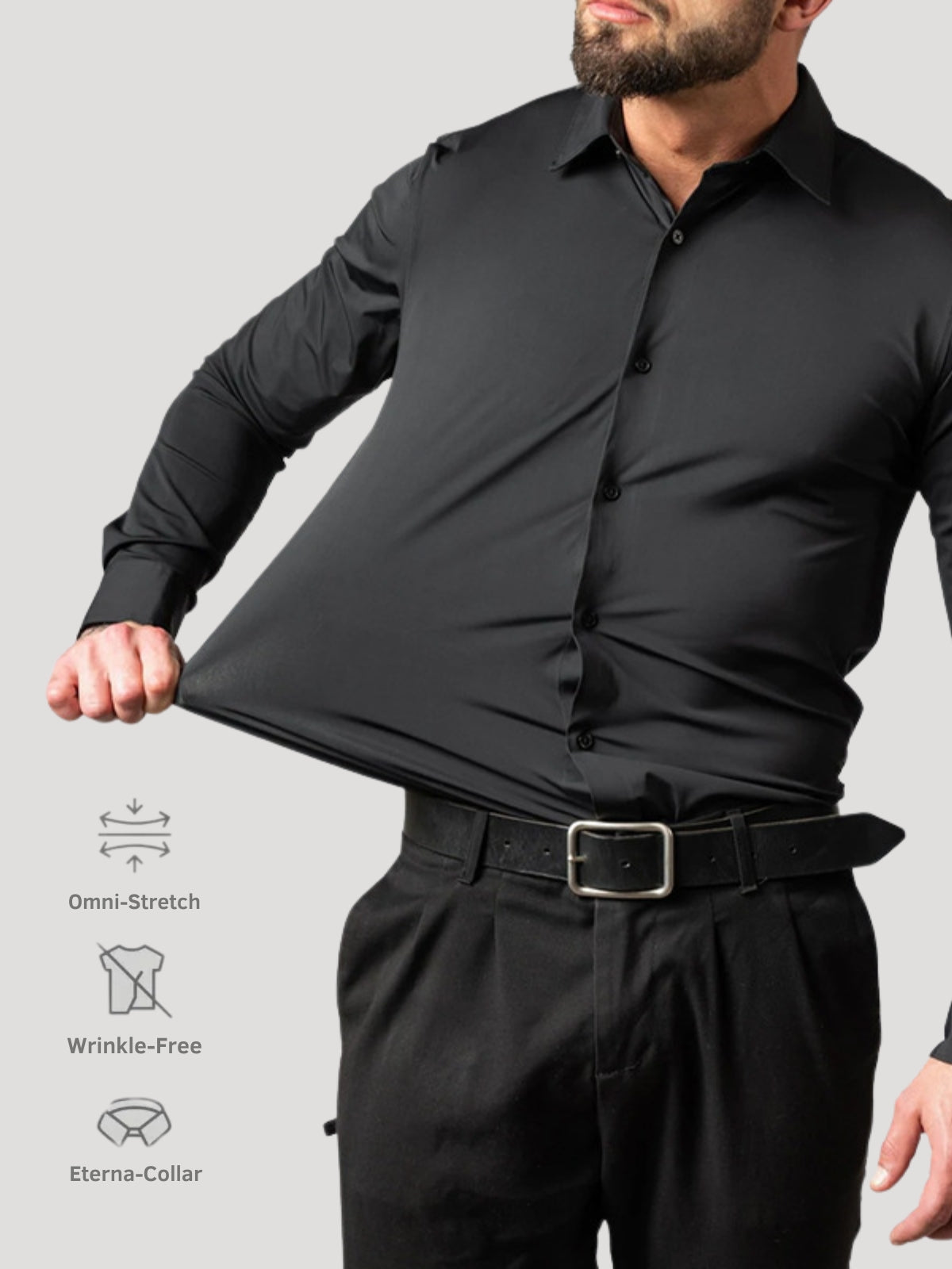 Men's stretch wrinkle-free stain-resistant business casual shirt