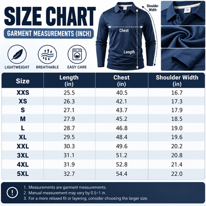 🔥 BESTSELLER | 10PCS $24.63 | Men's Lightweight Long-Sleeve Polo Shirt