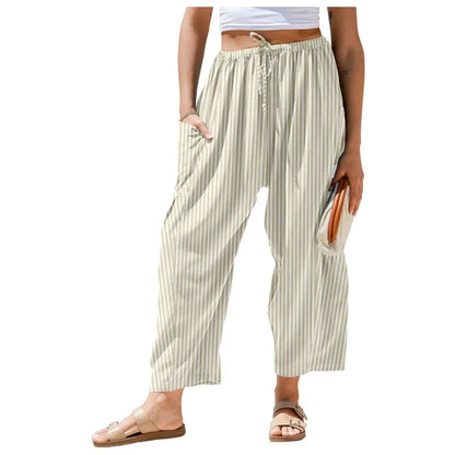 Womens Wide Leg Gingham Striped Plaid Pants