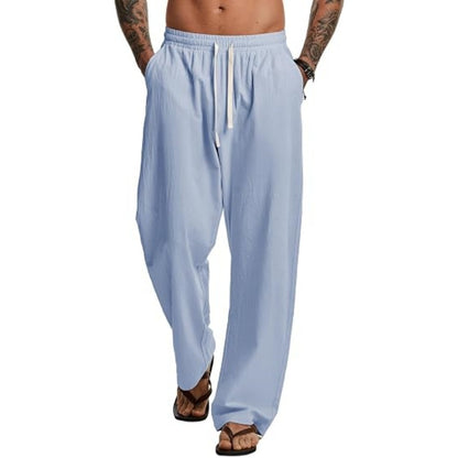 Men's Cotton Baggy Pants Drawstring Casual Pants