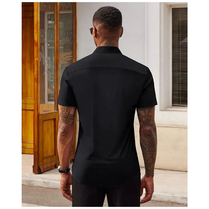 Men's slim fit stretch wrinkle-free button shirt