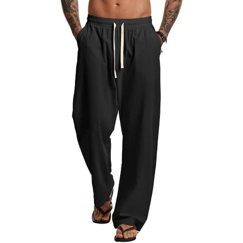Men's Cotton Baggy Pants Drawstring Casual Pants