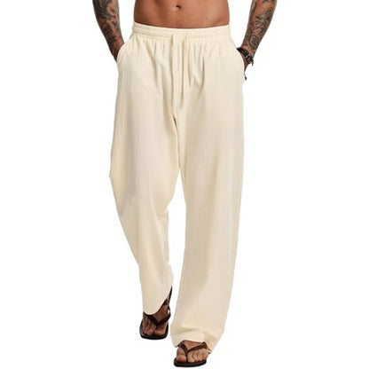 Men's Cotton Baggy Pants Drawstring Casual Pants