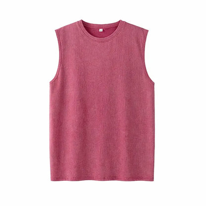 Men’s Vintage Acid-Wash Cotton Sleeveless Tank Top