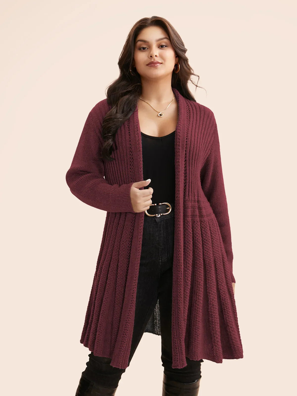 Women’s Long Open Front Knit Cardigan