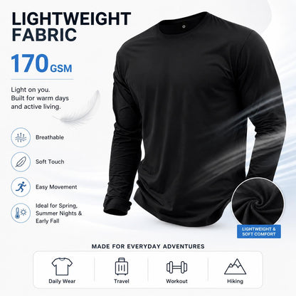 Men's Lightweight Long Sleeve T-Shirt – Casual Loose Fit