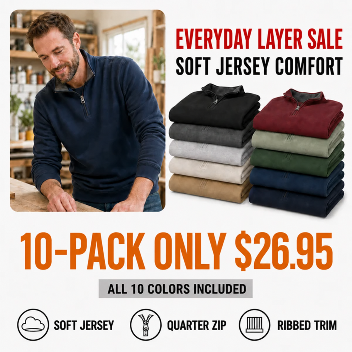 Men’s Soft Jersey Quarter-Zip Pullover