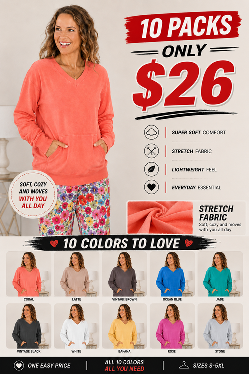 Pigment-Dyed Cozy Campfire V-Neck Sweatshirt