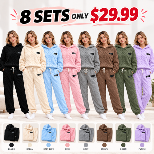 Textured Fleece-Look Hoodie And Pants Set