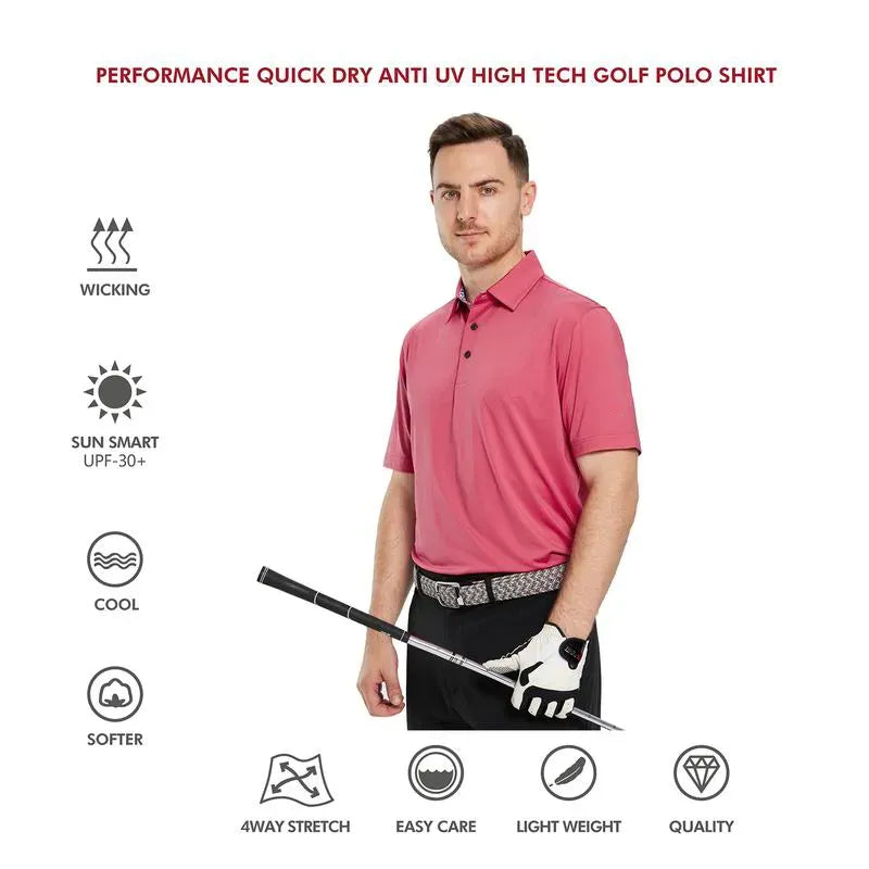 Men's Quick-Dry Moisture-Wicking Performance Polo Shirt