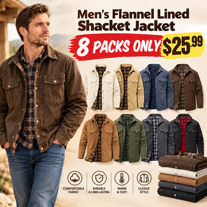Men's Flannel Lined Shacket Jacket