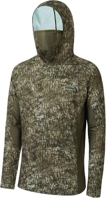 🎯 UPF 50+ Men’s Camo Hoodie – Hunting & Fishing Shirt with Built-in Mask