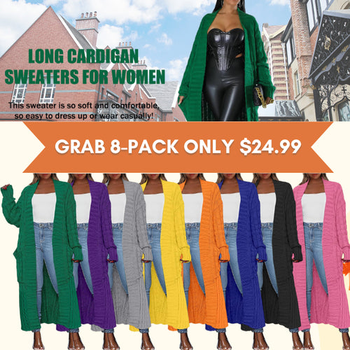 Women's Long Cardigan 2026 Oversized Coat Long Sleeve Open Cardigan Knitted Extra